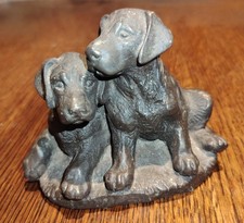 Cast Bronzed Resin Figure Labrador Retriever Puppies Dogs - Heredities - Vintage