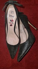 Good Condition Black Minnie Mouse Point Toe High Heels Well Worn 8