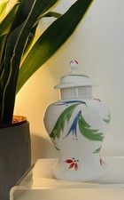 Studio Pottery Vase Hand-Painted Ginger Temple Jar Lid Margaret Forde 1960s