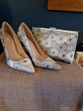 Silver Floral Brocade Stiletto