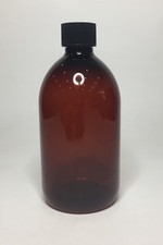 500ml PET Plastic Amber Round Boston Bottles & Black Screw On Cap *Any Amount*