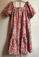 Cotton Dress Large Coral Green