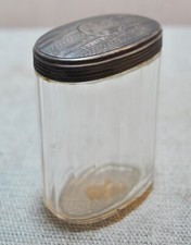 Original Old Antique Hand Crafted Clear Glass Silver Cap Bottle