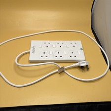 PRO ELEC - 2m 6 Way Individually Switched Surge Protected Extension Lead, White