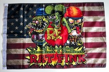 Rat Fink Flag The Grooviest Ghouliest & Finkiest Man Cave Flag Wall Art 35” X 23