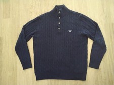 GANT Mens Navy Blue Cable-Knit