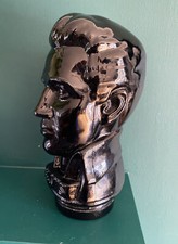 Vintage Mid-Century INGRID Germany Dark Brown Art Glass Elvis Presley Head Bust