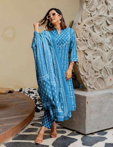 Women blue plus - size, cotton