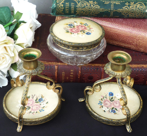 Petit point embroidered candle - point,