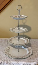 Johnson Brothers Eternal Beau 4 TIER CAKE STAND *Silver Rods* WOW 1, 2, 3, or 4