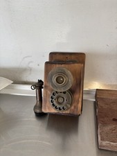 Vintage Brass and Wood Box Phone Telephone
