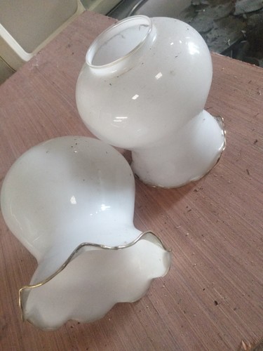 Pair glass light shades - glass,