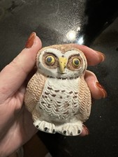 Vintage 3" Owl Figurine Pottery Painted by Basil Matthews England