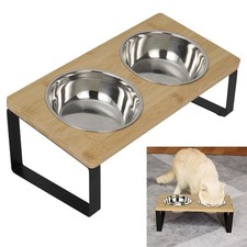 Raised Dog Double Bowls Pet