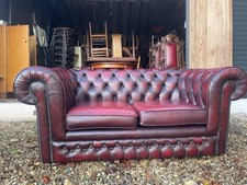 Thomas Lloyd Chesterfield Antique Red Leather Vintage Retro 2 Seater Sofa M4988