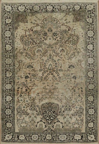 Kashmir silk rug - rug, 4x6