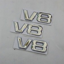 3x Silver Huge Chrome V8 Metal