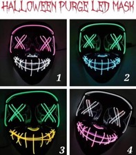 Neon Stitches LED Mask Light Up Purge Huggy Wuggy Joker Halloween Costume Mask