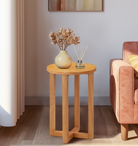 Round side table small oak - round,