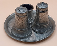 Culfonia English Pewter Salt Pepper C & K.S Hammered