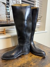 Aigle Coupe Saumur Rubber Horse Riding Boots Size EU 42 UK 8 - Black Knee High