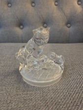 RCR Royal Crystal Rock Cat And Kittens Figurine Glass Lead Crystal Made In Italy