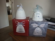 Lovely Pair Of Lladro Christmas Bells 2001 & 4 With Ribbon & Box.