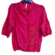 MISS POSH LADIES EMBROIDERED LIGHTWEIGHT TOP UK 10 COTTON SILK FUSCHIA PINK