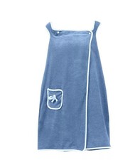 Womens Ladies Wearable Bath Towel Robe Blue Fleece New