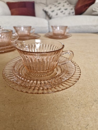 Pink depression glass teacup - depression,