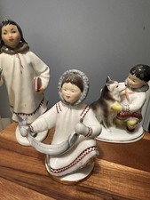 Vintage Lomonosov Porcelain Figurines Yakuts Made In Russia