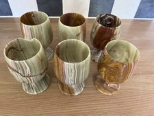 Vintage Marble Onyx Wine Glasses Stone Goblet Set of 5 +1 Cups