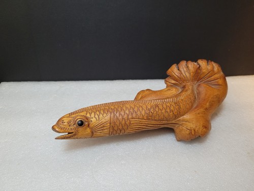 Vintage wooden fish carving - carving,