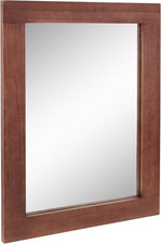 Rustic Rectangular Redwood Wooden Frame Hanging Wall Mirror for Vertical or Hori