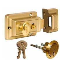 Traditional Polished Brass Finish Security 60mm Rim Night Latch with 3 Keys