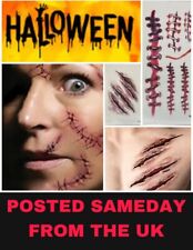 Halloween Tattoos Zombie Stitches Blood Wounds Cuts Horror Temporary Tatoos