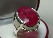 Big Deep Red Ruby Mens Ring Sterling Silver 925 Roby Handmade Yaqoot Plain Ring
