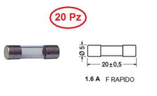CS 4803/20 FUSE 5 X 20 GLASS 1.6 TO F FAST PACK OF 20 PC