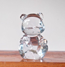 Vintage Fenton Glass Birthday Bear Ornament Figurine Paperweight 9cm EXC