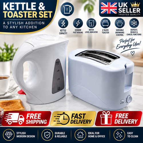 White kettle toaster - toaster, set
