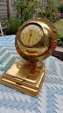 Art Deco Original Brass Globe Desk Clock With Cigarette Case