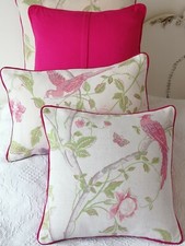 New 18" Laura Ashley Summer Palace Cerise Fabric Cushion Cover Piped Cerise  