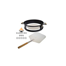 SUREFIRE 57CM KETTLE BBQ PIZZA RING SET INC  PEEL STONE THERMOMETER FITS WEBER