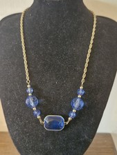 Vintage Gold Tone Choker With Lovely Blue Beads