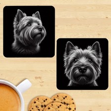 Cairn Terrier Coasters, Set Of 2, Mug Mats, Gift