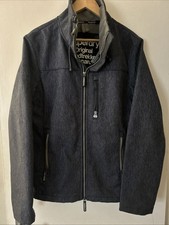 Superdry windtrekker mens Jacket Zipped Coat Jean Blue 100% Polyester Size Large