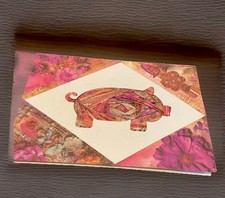 A lovely sweet Little Piggy 3D colourful decoupage greeting card handmade uk