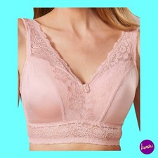 AHH BY RHONDA SHEAR Women's Pin-Up Lace Leisure Bra, Removable Pads, Blush, S