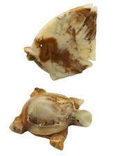 Turtle / Tortoise Onyx Marble Stone Carving - Brown Bathroom Decor, Paperweight