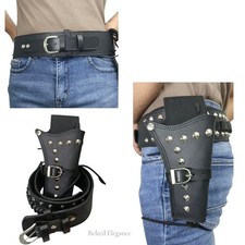Western COWBOY Gun Holster REVOLVER,PISTOL Black Leather Cosplay BELT Ammo Loops